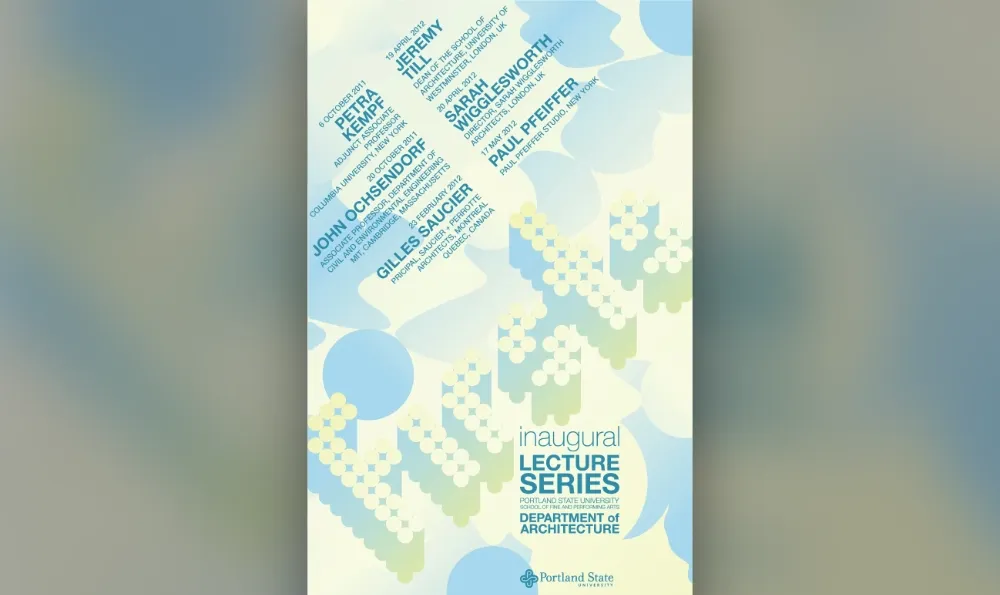Firsts typeface applied to an architectural lecture series poster, title detail