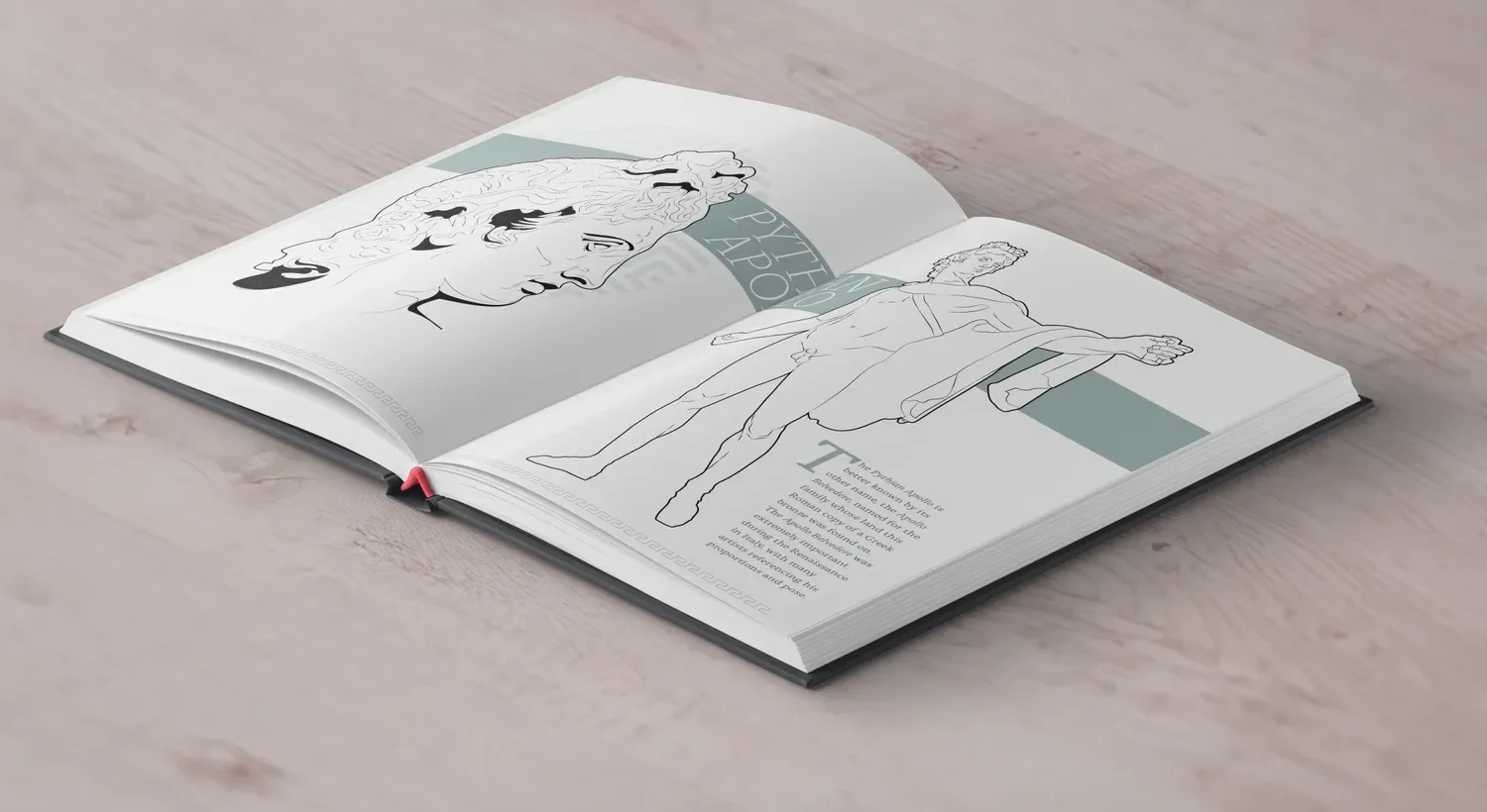 A mockup of the book's interior. Hellas book mockup, interior spread